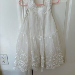 White Embroidered Sleeveless Dress